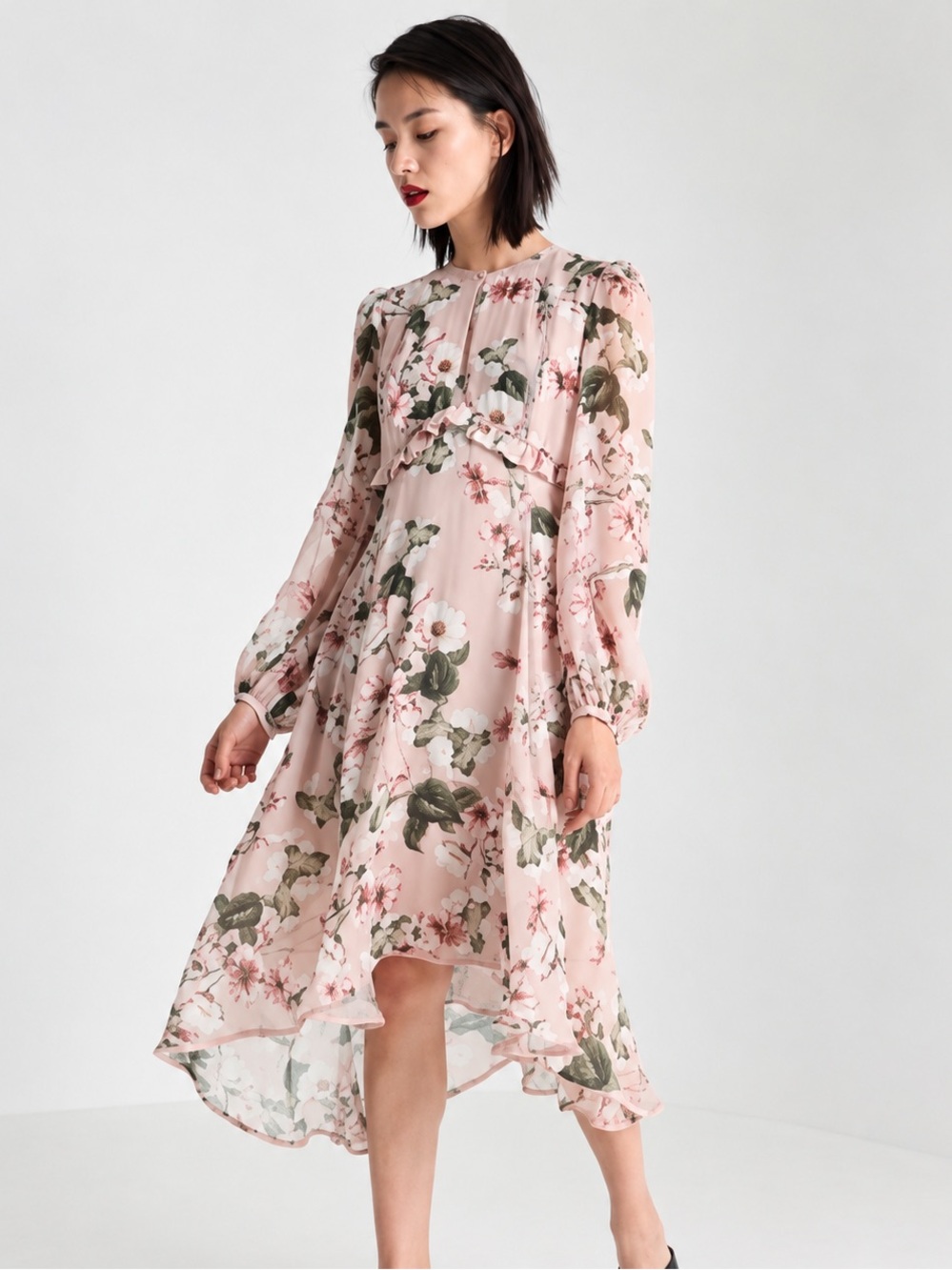 Forever New Ever New May Trim Insert Floral Midi Dress Pink Wildflower NWT Sz 4